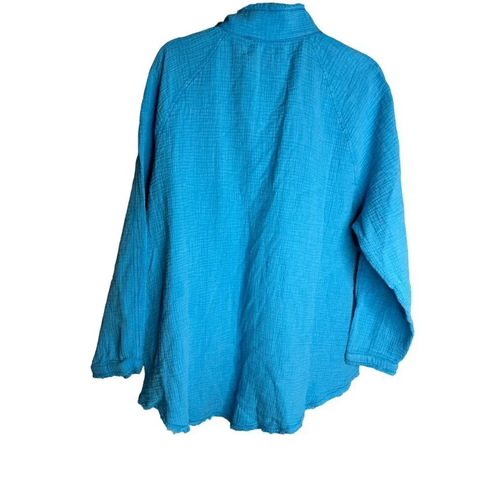 FREE PEOPLE We the Free Summer Daydream Button Down Shirt Blue Size S NEW $108